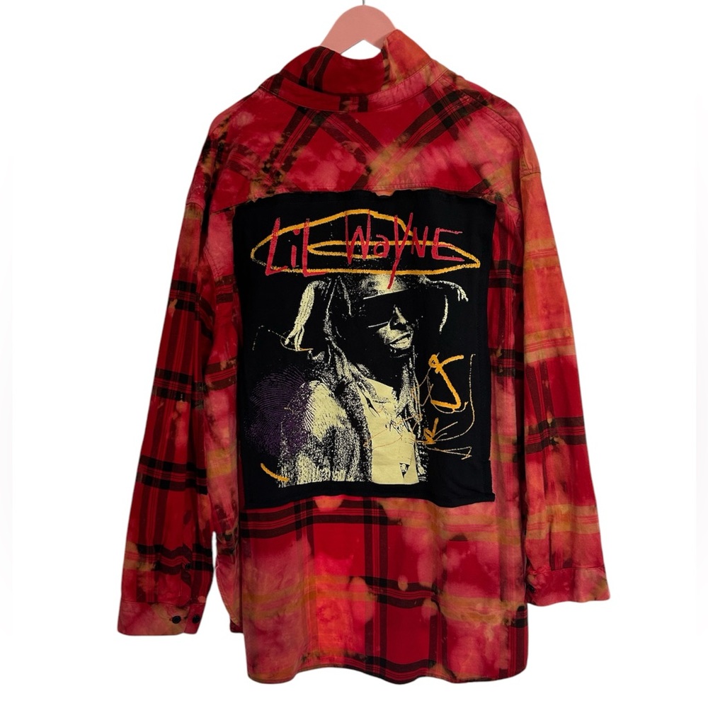 LIL WAYNE upcycled flannel ONE OF A KIND custom original creation by Rachelle
